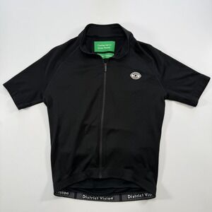 DISTRICT VISION Full Zip Short Sleeve Sport Wool Cycling Jersey Medium Black